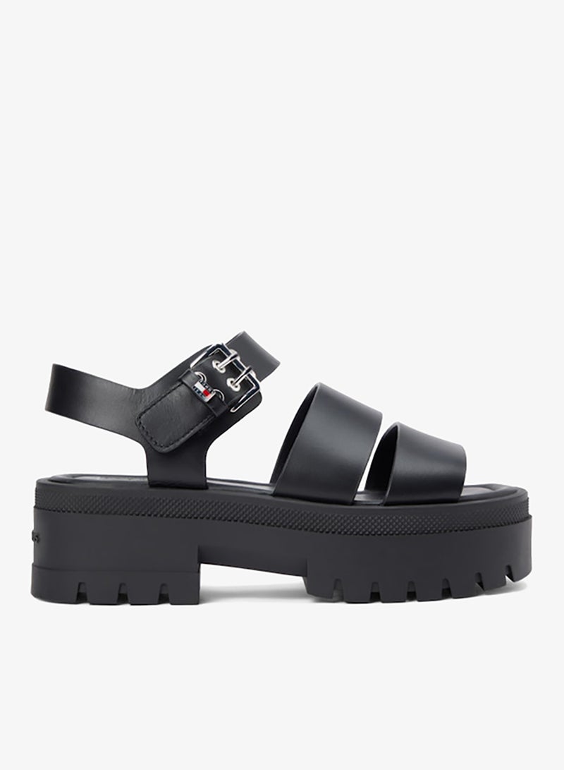 TOMMY JEANS Leather Cleat Platform Sandals - Image 1